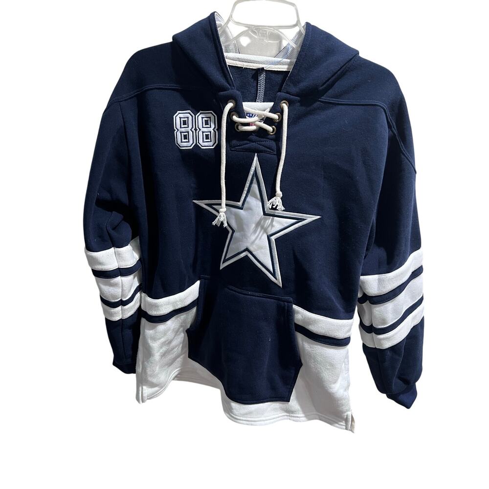 Dallas Cowboys CeeDee Lamb 88 Lace Up Hoodie Sweatshirt NFL Blue White Adult XL